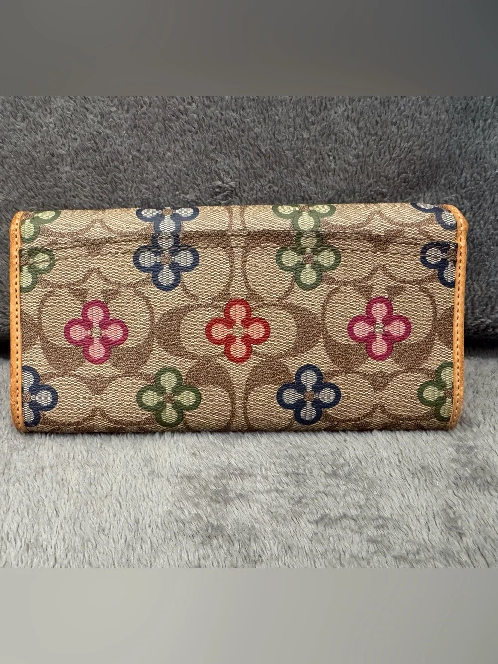 Coach Signature Floral Print Brown Bifold Wallet